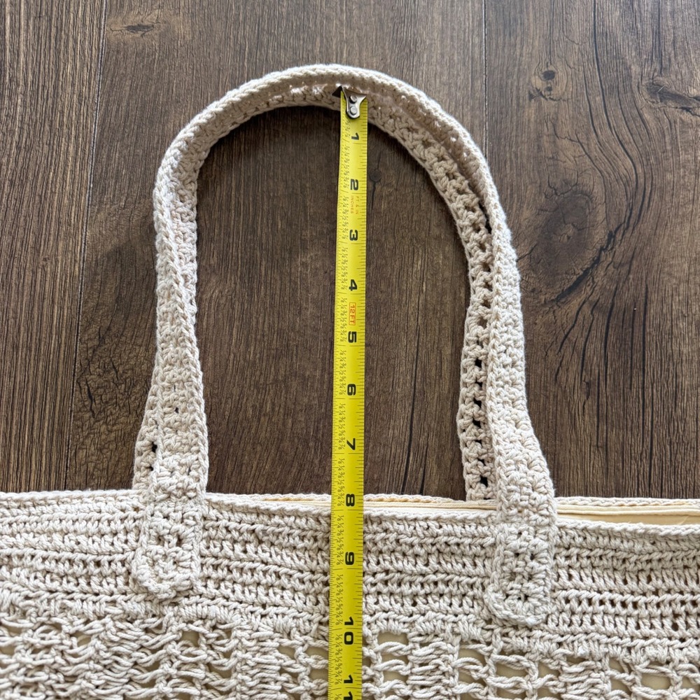 Universal Thread Crochet Tote Bag Cream Boho Open Knit Shoulder Bag Cottagecore - Picture 9 of 9